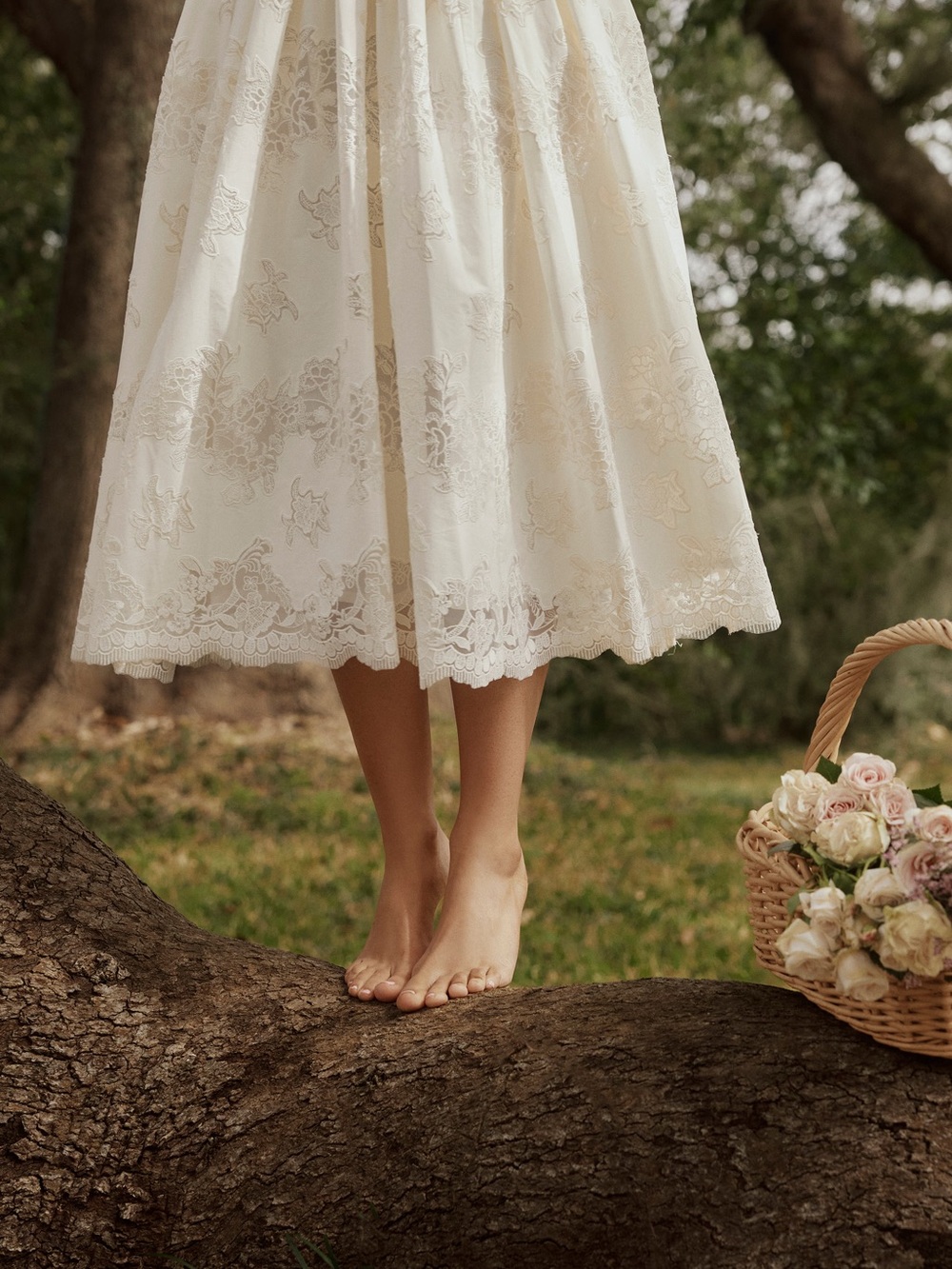 House of CB Chloe White Custom Lace + Cotton Midi Sundress - Picture 12 of 14